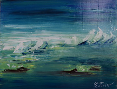 Peinture intitulée "Entre ciel et mer I…" par Peinturecath, Œuvre d'art originale, Acrylique