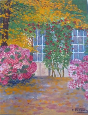 Painting titled "Mon jardinet" by Catherine Petitjean-Dedieu, Original Artwork
