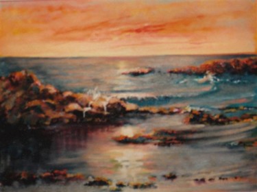 Peinture intitulée "Coucher de soleil" par Catherine Petitjean-Dedieu, Œuvre d'art originale