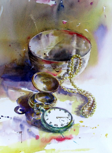 Peinture intitulée "Les perles" par Catherine Rey, Œuvre d'art originale, Aquarelle