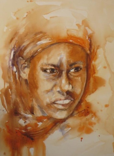 Painting titled "Ethiopienne" by Catherine Rey, Original Artwork