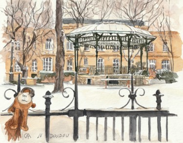 Painting titled "Le DOUDOU perdu dan…" by Catherine Rossi, Original Artwork, Watercolor