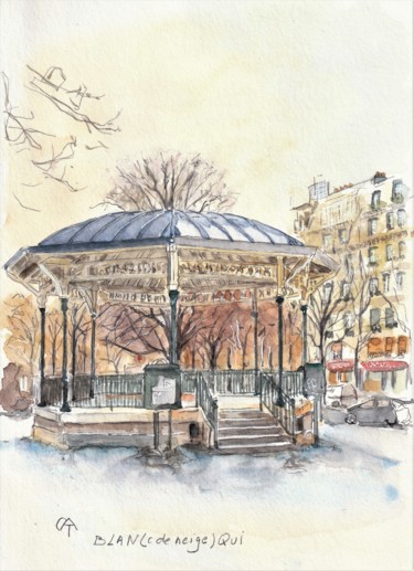 Painting titled "Blan(c de neige)qui" by Catherine Rossi, Original Artwork, Watercolor