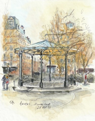 Painting titled "Anvers et contre to…" by Catherine Rossi, Original Artwork, Watercolor