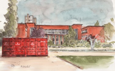 Painting titled "Institut Georges Ea…" by Catherine Rossi, Original Artwork, Watercolor