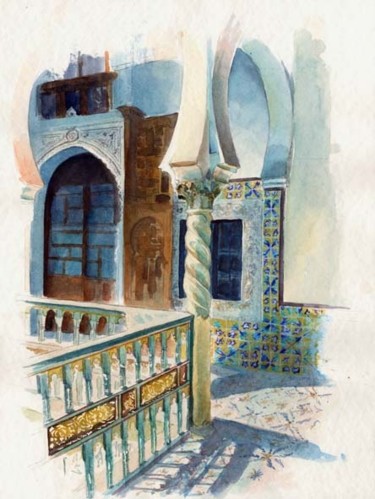 Painting titled "Intérieur Dar Aziza" by Catherine Rossi, Original Artwork