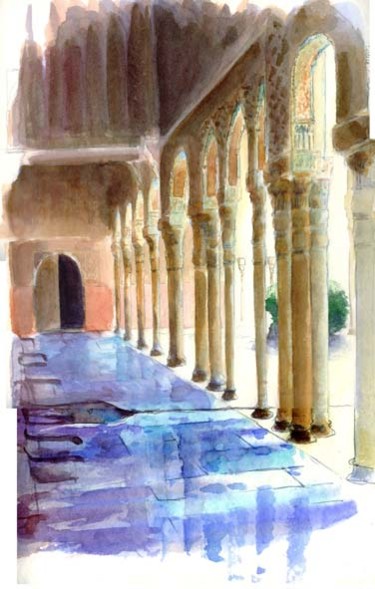 Peinture intitulée "Travée patio de los…" par Catherine Rossi, Œuvre d'art originale