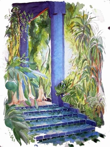 Painting titled "Datura - Majorelle…" by Catherine Rossi, Original Artwork