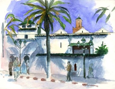 Painting titled "La Grande Mosquée" by Catherine Rossi, Original Artwork