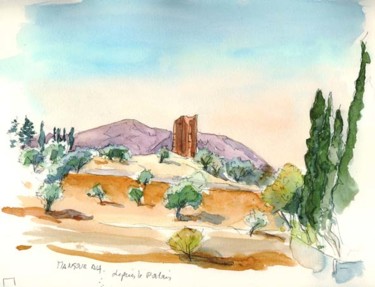 Peinture intitulée "Plateau de Mansourah" par Catherine Rossi, Œuvre d'art originale