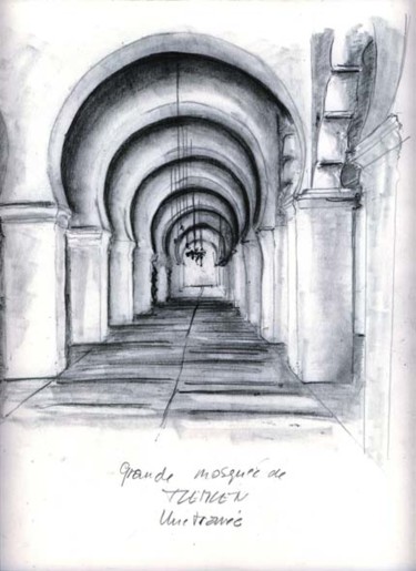 Malerei mit dem Titel "Grande mosquée" von Catherine Rossi, Original-Kunstwerk