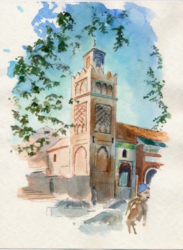 Painting titled "Mosquée Sidi Bel Ha…" by Catherine Rossi, Original Artwork