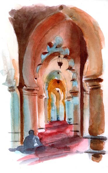 Malerei mit dem Titel "Intérieur mosquée" von Catherine Rossi, Original-Kunstwerk