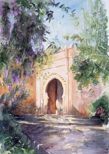 Peinture intitulée "Jardin et mausolée…" par Catherine Rossi, Œuvre d'art originale