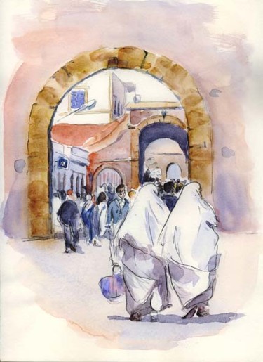 Painting titled "Femmes à Essaouira" by Catherine Rossi, Original Artwork