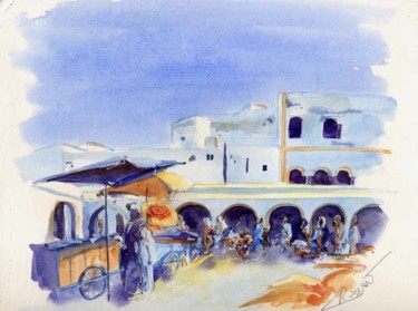 Pintura intitulada "Essaouira Marché au…" por Catherine Rossi, Obras de arte originais