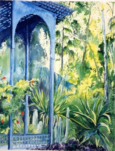 Painting titled "Balcon bleu Majorel…" by Catherine Rossi, Original Artwork