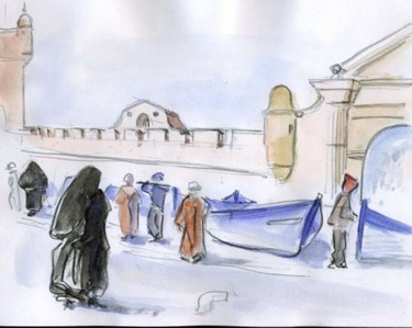 Peinture intitulée "Essaouira, vers le…" par Catherine Rossi, Œuvre d'art originale, Huile
