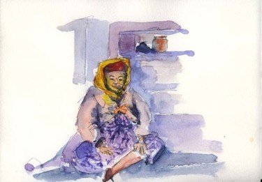 Painting titled "Femme berbère" by Catherine Rossi, Original Artwork, Oil