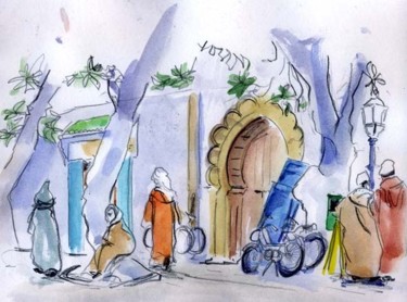 Schilderij getiteld "Essaouira, transpor…" door Catherine Rossi, Origineel Kunstwerk, Olie