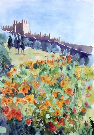 Painting titled "Remparts du Chellah…" by Catherine Rossi, Original Artwork, Oil