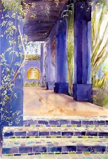Painting titled "Majorelle, tonnelle…" by Catherine Rossi, Original Artwork, Oil