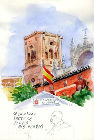 Pintura intitulada "Catedral de Granada…" por Catherine Rossi, Obras de arte originais