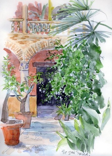 Картина под названием "Patio del convento…" - Catherine Rossi, Подлинное произведение искусства