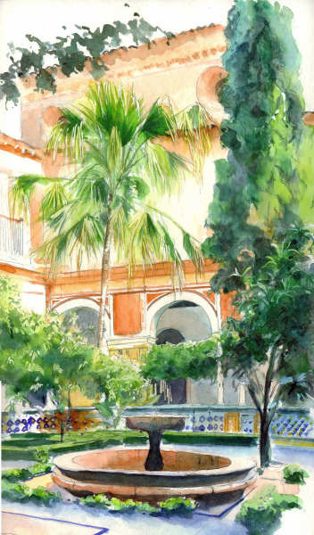 Painting titled "Alhambra - patio Gr…" by Catherine Rossi, Original Artwork