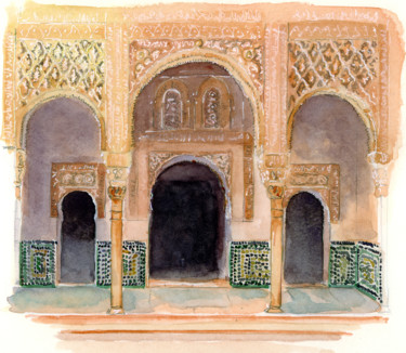 Peinture intitulée "Alhambra Patio 2 pa…" par Catherine Rossi, Œuvre d'art originale