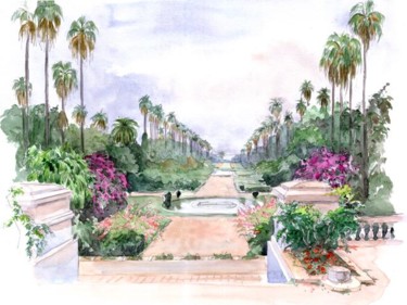 Peinture intitulée "Jardin d'Essai, El-…" par Catherine Rossi, Œuvre d'art originale