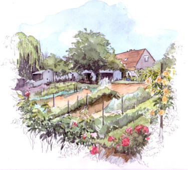Картина под названием "Jardin ouvrier de W…" - Catherine Rossi, Подлинное произведение искусства