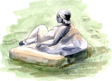 Peinture intitulée "La baigneuse" par Catherine Rossi, Œuvre d'art originale
