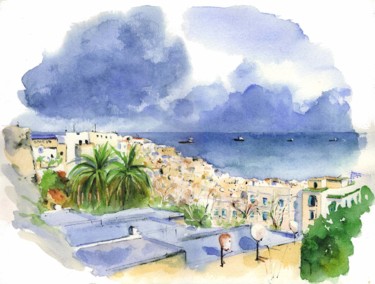 Peinture intitulée "La baie d'Alger dep…" par Catherine Rossi, Œuvre d'art originale