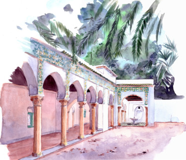 Painting titled "Villa Abd El Tif" by Catherine Rossi, Original Artwork, Watercolor