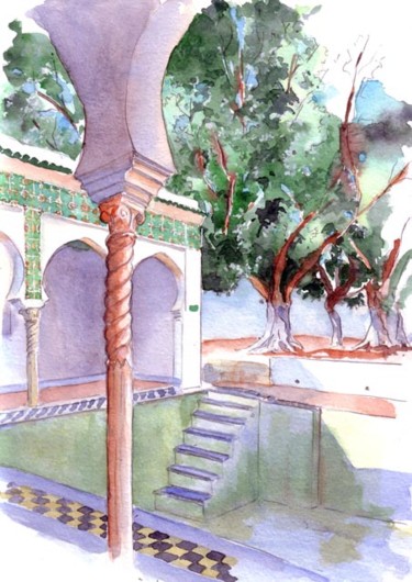 Peinture intitulée "Villa Abd El-Tif l'…" par Catherine Rossi, Œuvre d'art originale, Aquarelle