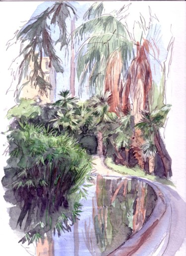 Painting titled "Parc de la Liberté…" by Catherine Rossi, Original Artwork, Watercolor