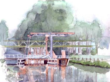 Peinture intitulée "Le canal de l'Espie…" par Catherine Rossi, Œuvre d'art originale