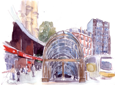 Malerei mit dem Titel "Bilbao Plaza Circul…" von Catherine Rossi, Original-Kunstwerk