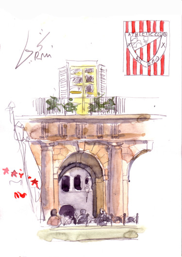 绘画 标题为“Bilbao Plaza Nueva” 由Catherine Rossi, 原创艺术品