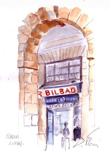 Pintura titulada "Bilbao, Plaza Nueva…" por Catherine Rossi, Obra de arte original