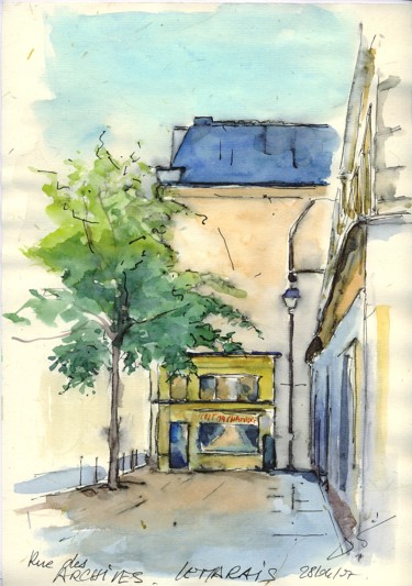 Peinture intitulée "rue-des-archives-ma…" par Catherine Rossi, Œuvre d'art originale