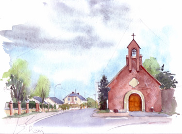 Schilderij getiteld "l-eglise-de.jpg" door Catherine Rossi, Origineel Kunstwerk