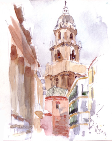 Pintura intitulada "Catedral de Màlaga" por Catherine Rossi, Obras de arte originais