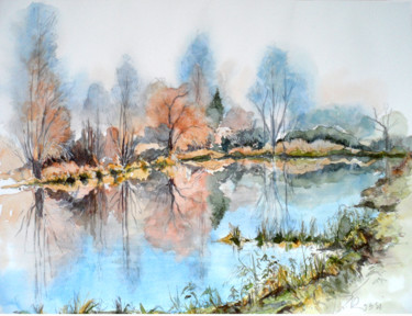 Peinture intitulée "Les étangs de Verma…" par Catherine Rossi, Œuvre d'art originale