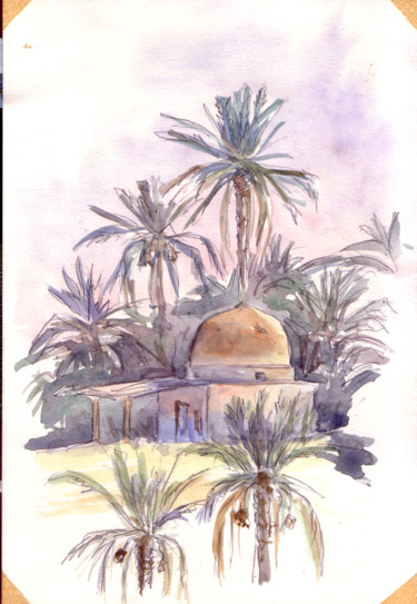 Painting titled "Marabout 1" by Catherine Rossi, Original Artwork, Watercolor