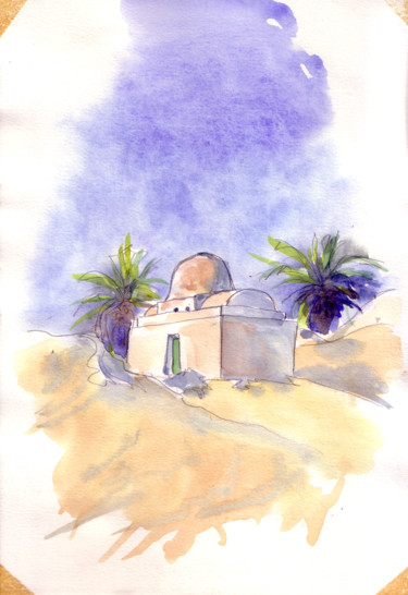 Painting titled "marabout 3" by Catherine Rossi, Original Artwork, Watercolor