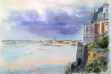 Painting titled "Côte d'Emeraude 2" by Catherine Rossi, Original Artwork