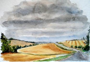 Peinture intitulée "Eaux-Puiseaux, en a…" par Catherine Rossi, Œuvre d'art originale, Aquarelle