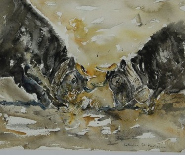 Painting titled "reine !" by Catherine Saint Fontaine, Original Artwork, Watercolor